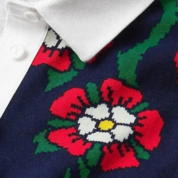 Women's Rose Print Collared Long Sleeve Rugby Shirt - Rowing Blazers - Picture 3 of 9